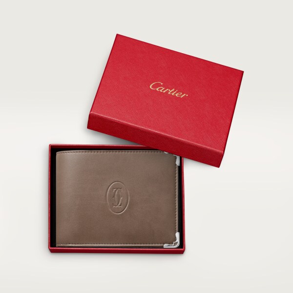 Cartera para seis tarjetas de crédito, Must de Cartier Material de origen no animal gris topo, acabado paladio
